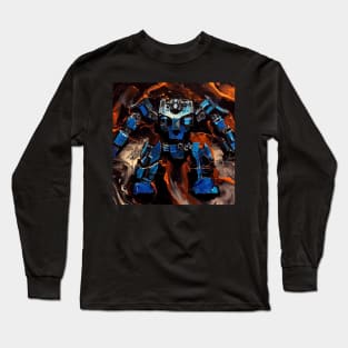 Mech Robot Acrylic Pour Painting 055 Long Sleeve T-Shirt